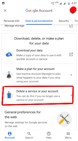 How to delete gmail account