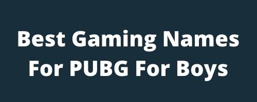 Best Gaming Names For PUBG for boys