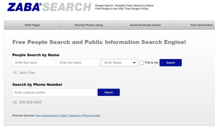 zaba search free people search site