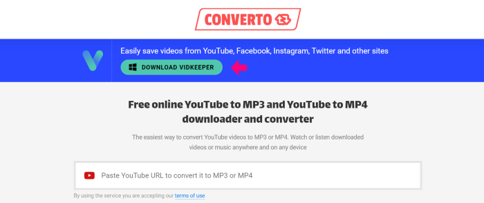 converto website to download music from youtube