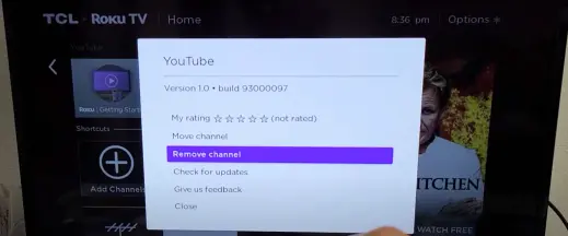 delete and update app in roku